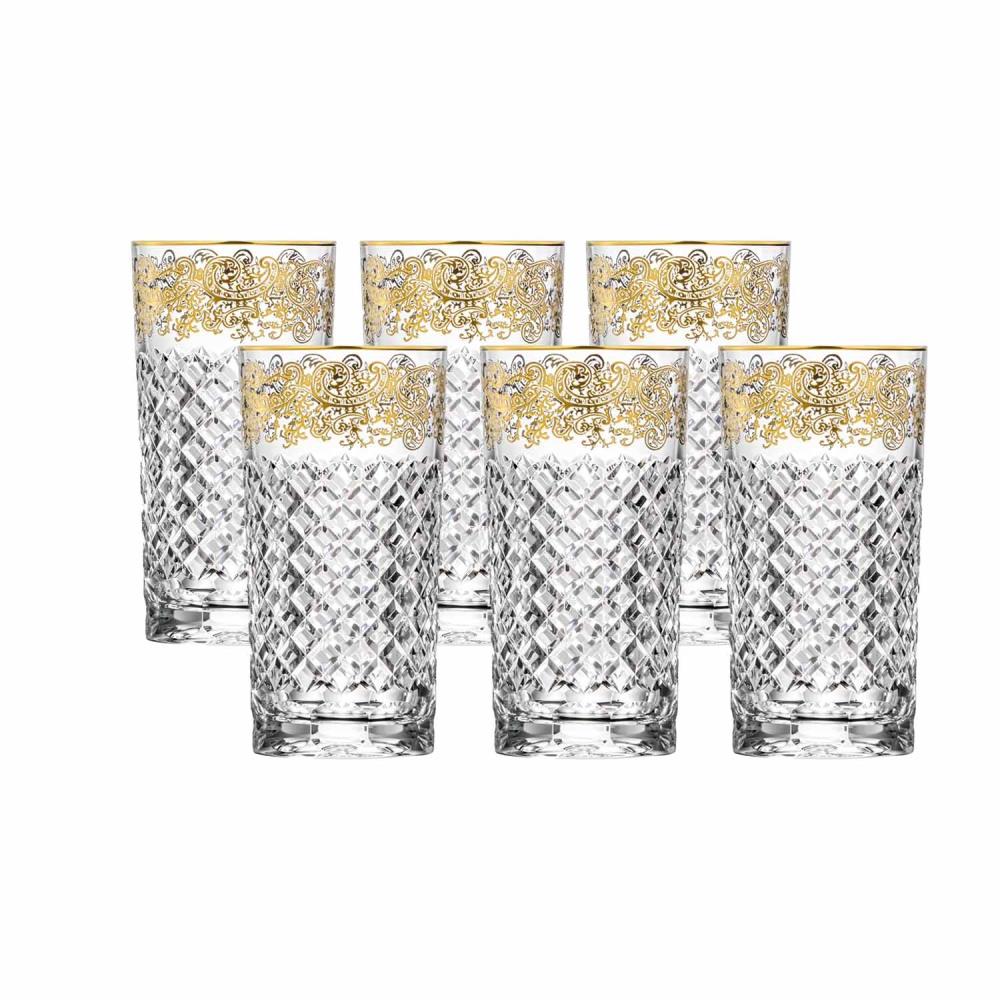 6er-Set Wasserglas Kristall Arabeske clear (13,5 cm)