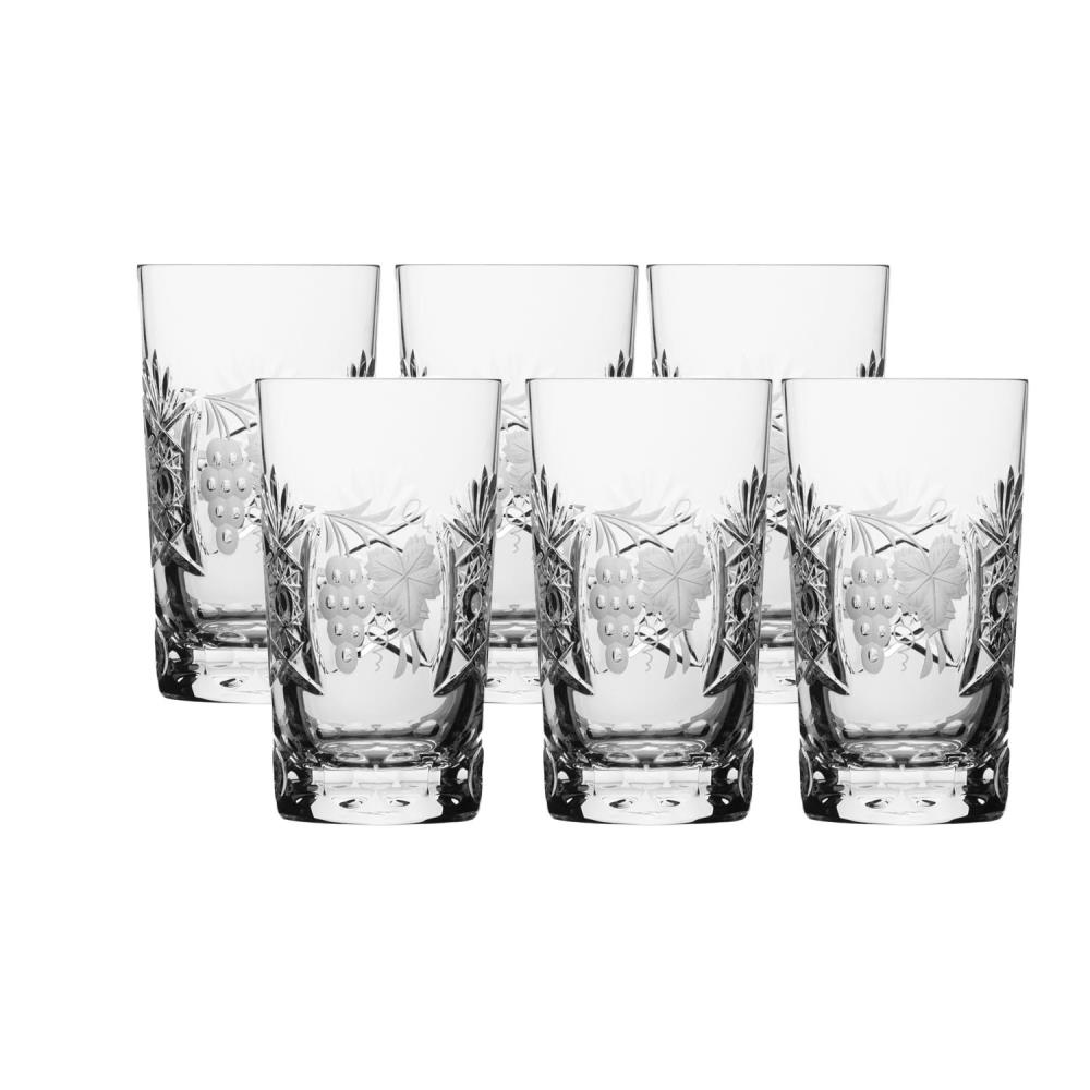 6er-Set Wasserglas Kristall Traube clear (13,5 cm)