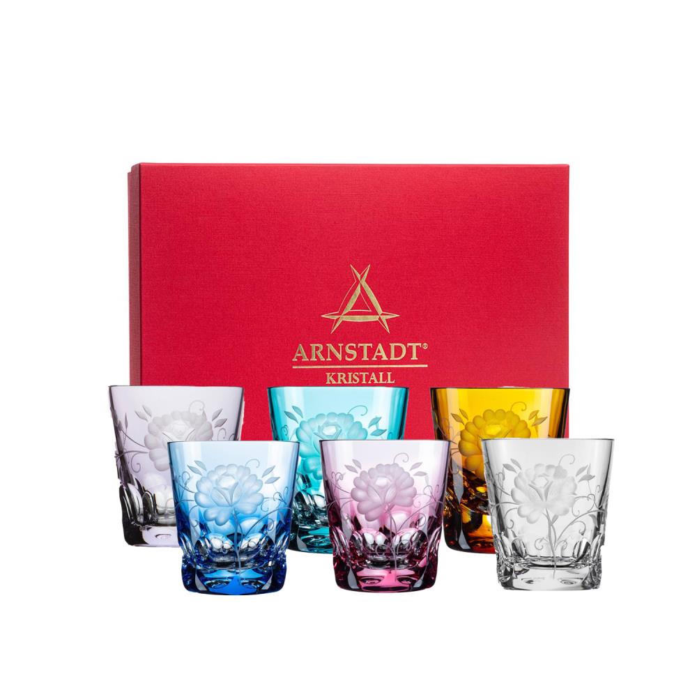 Trinkglas Set Kristall Rose Bunt (8,5 cm)