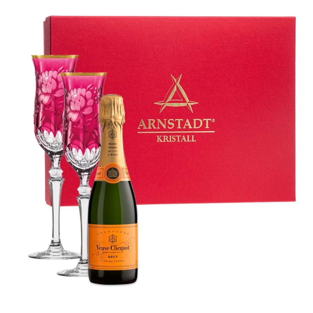 2er Sektglas-Set Primerose Gold + CHAMPAGNE VEUVE CLICQUOT BRUT