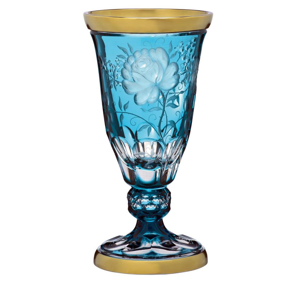 Vase Kristall Primerose Gold azur (40 cm)