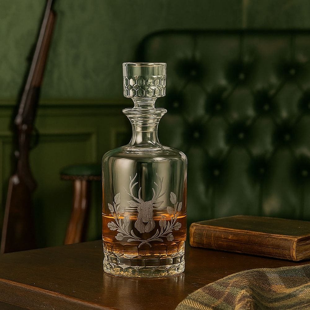 Whiskykaraffe Kristall Hirschkopf klar (25 cm)