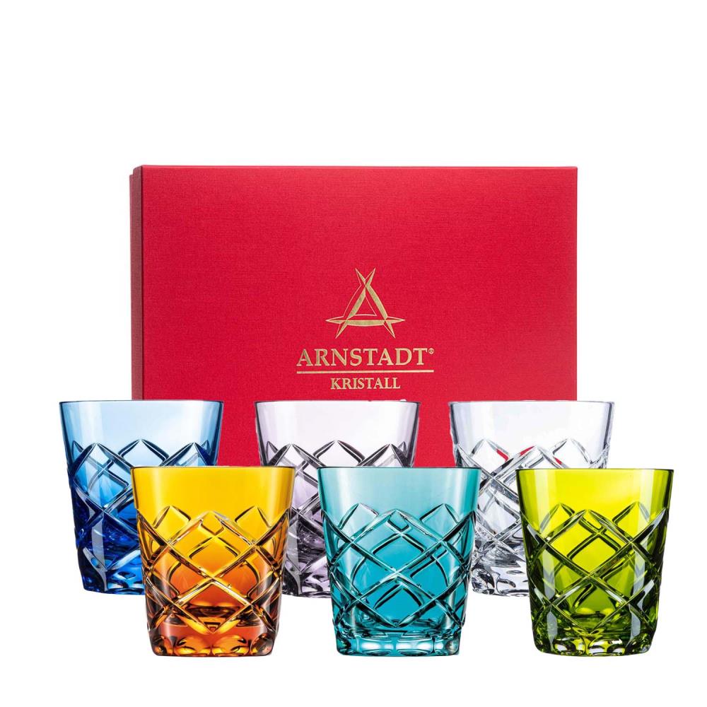 Trinkglas Set Kristall Sunline Bunt (9,5 cm)