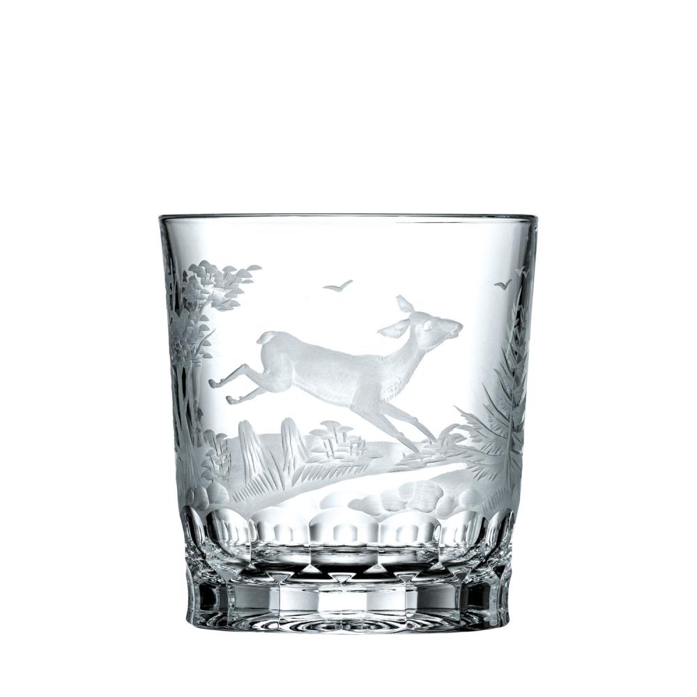 Whiskyglas Kristall Jagd Reh klar (9,3 cm)