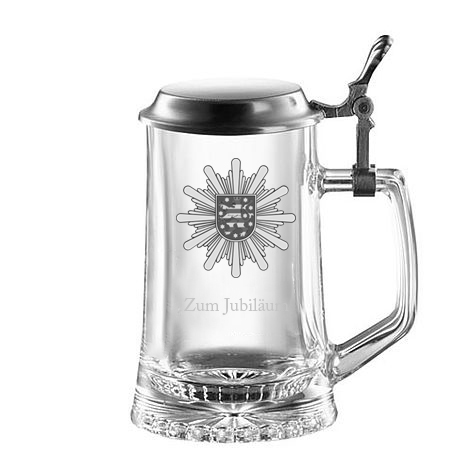 Bierkrug mit Zinndeckel + eigenem Wappen