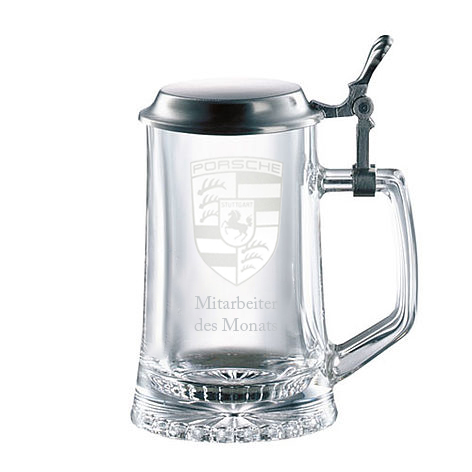 Bierkrug mit Zinndeckel + eigenes LOGO