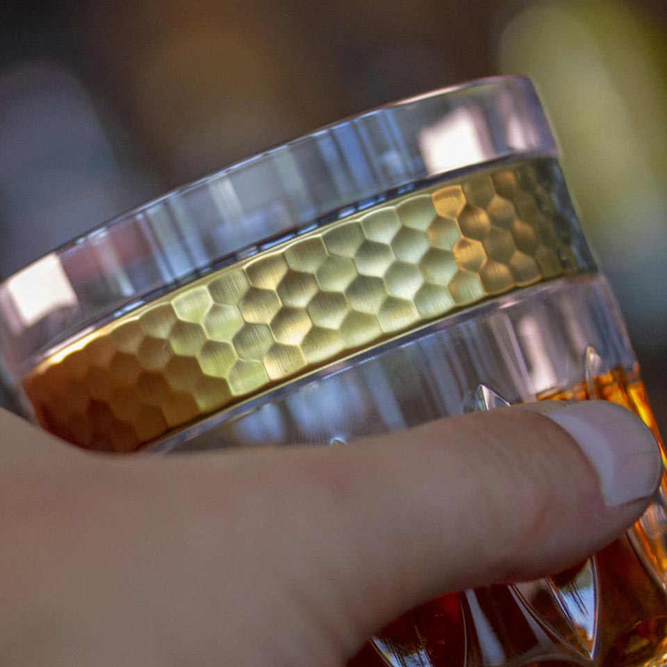 6er-Set Wasserglas Kristall Bloom Gold (14 cm)